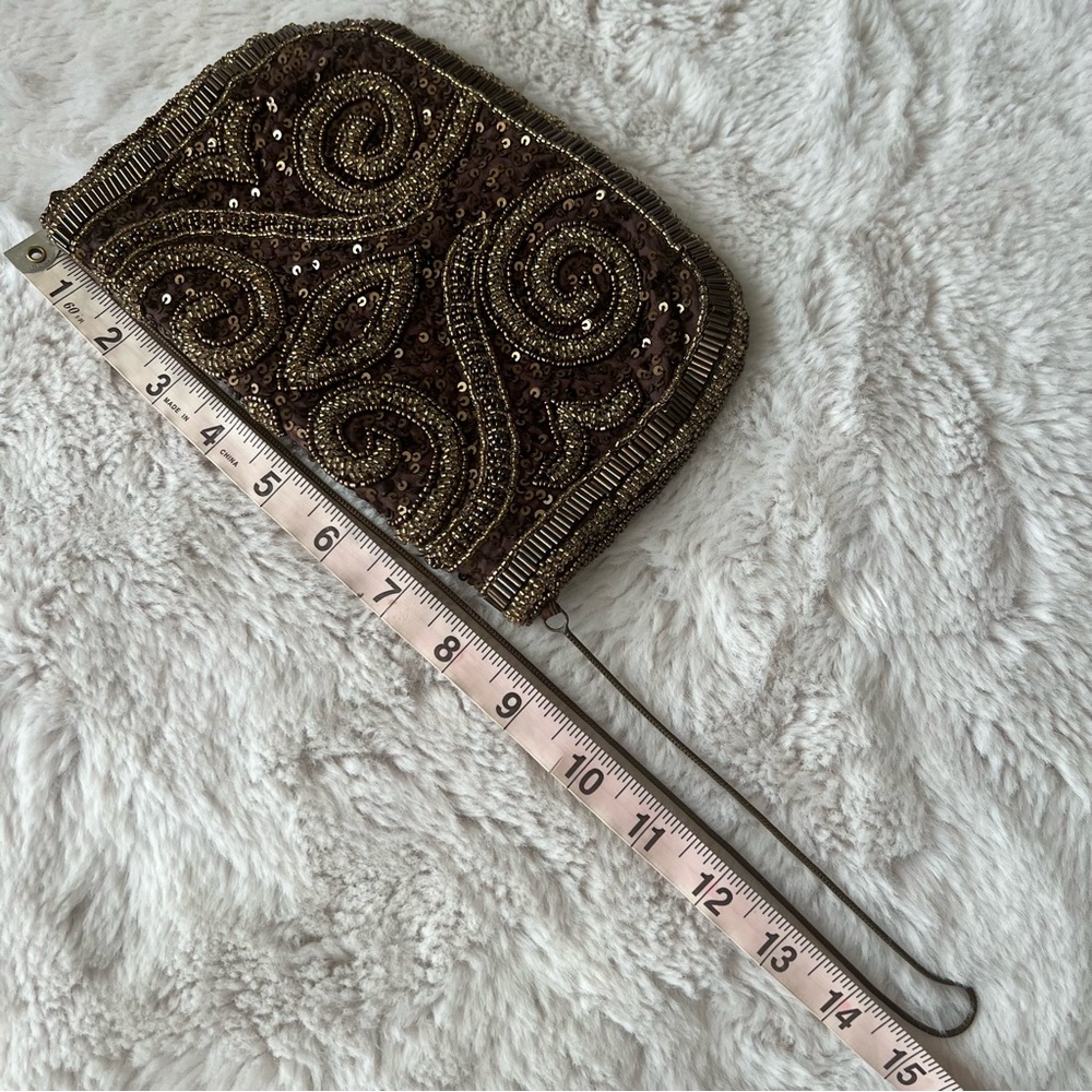 NWOT Brown Hand Beaded Mini Purse - Picture 7 of 9